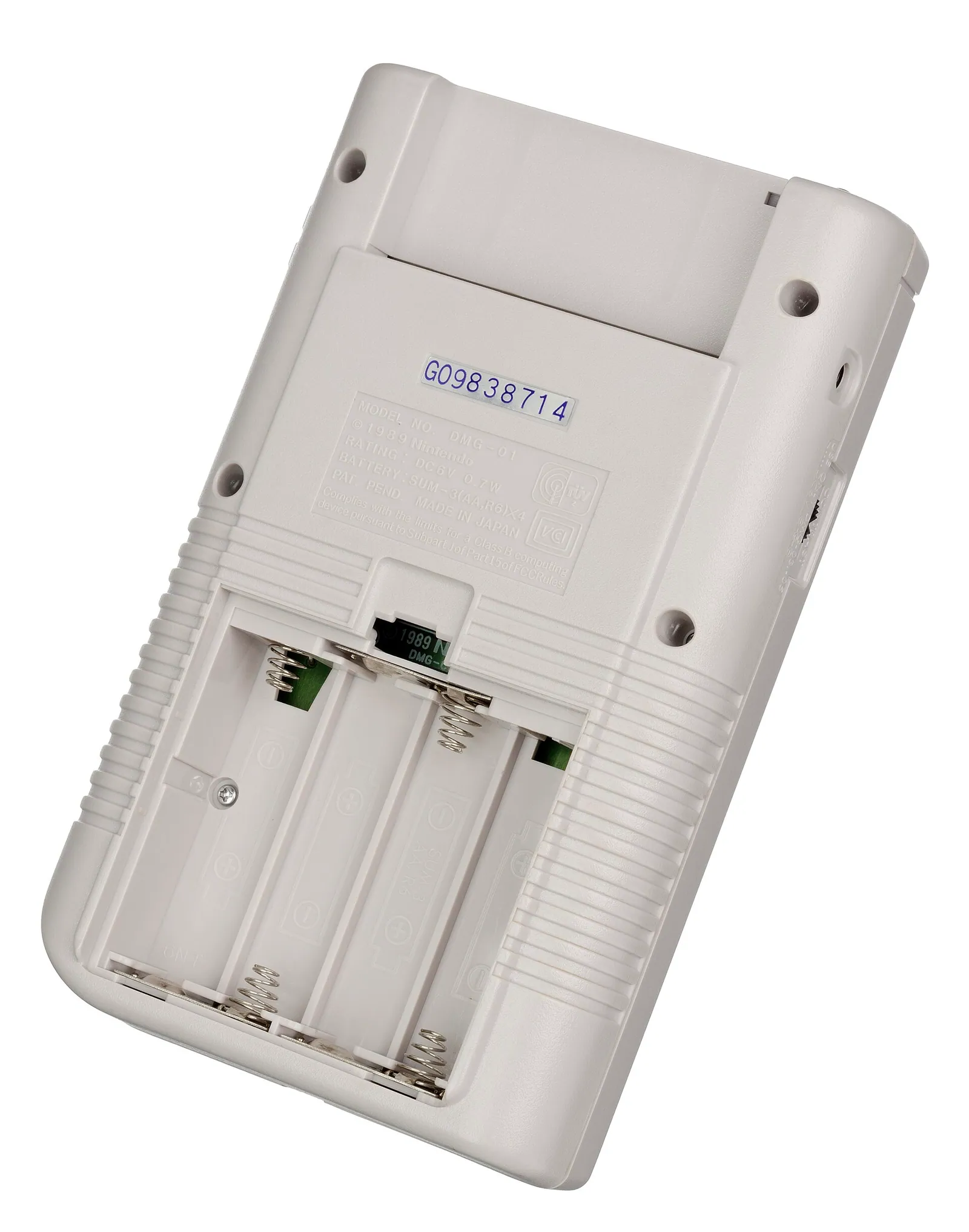 Game Boy rear view with the battery cover removed