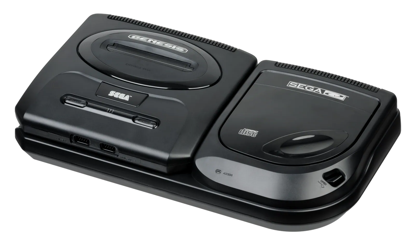 Sega CD Model 2 (the North American Mega-CD 2) docked with a Genesis