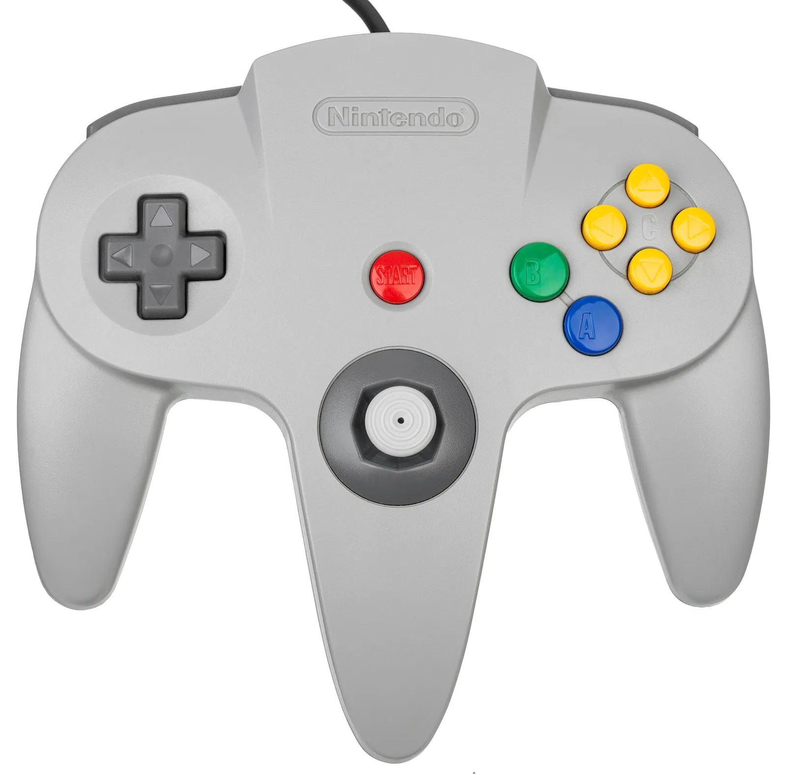 Nintendo 64 controller with its three-grip layout